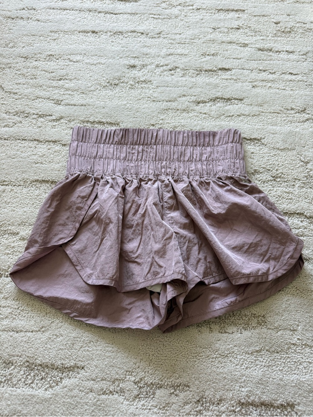 FP Movement by Free People Lilac Smocked-Waist Flutter Athletic Shorts